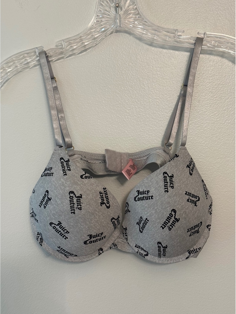 Juicy Couture Gray Logo Print Bra Size 36B